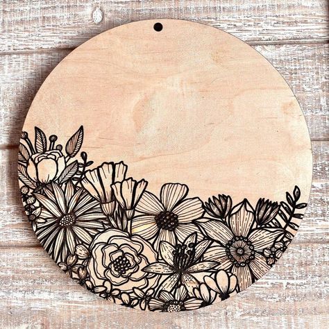 INSTANT DOWNLOAD: SVG Hello Spring Sketched Floral Flower Boho | Etsy Wood Burn Flowers Design, Wood Burning Designs Artwork, Wood Burn Flowers, Floral Wood Burning, Pyrography Flowers, Wood Burning Flowers, Flower Wood Burning, Beginner Wood Burning Projects, Christmas Home Decorating