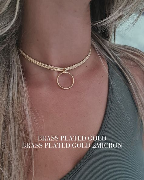 Tongue Bars, O Ring Choker, Lover Necklace, Dainty Choker Necklace, Gold Circle Necklace, Day Collar, Charm Choker Necklace, Necklace Gold Chain, Gold Chain Choker