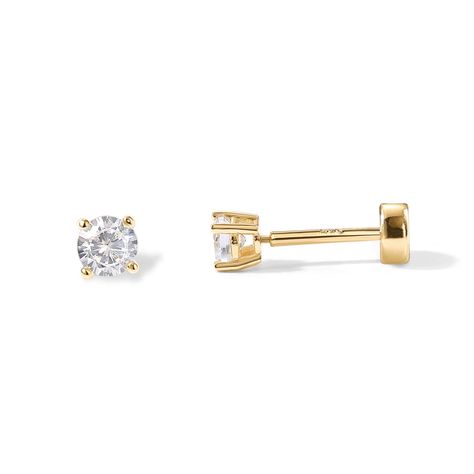 PRICES MAY VARY. These 3mm Round CZ Flat Back Earrings are Plated in 14K Yellow Gold and are perfect to wear all day and all night! Please refer to instructional video for guidance. These small stud earrings, sold as a pair, are meticulously crafted with a 925 sterling silver post that screws into our flat back disc, ensuring comfort and ease of wear. They are plated in 14k yellow gold for a long-lasting finish that is hypoallergenic, 100% nickel-free, and lead-free,. ✦ 60-DAY GUARANTEE ✦ Your h Earring Stack, Helix Piercing Jewelry, Small Stud Earrings, Flat Back Earrings, Womens Earrings Studs, Studded Flats, Cartilage Earring, Small Earrings Studs, Helix Piercing