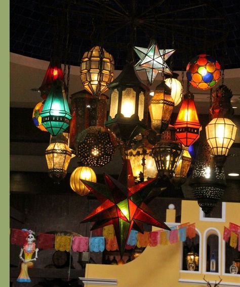 lighting fixture - the colors of Mexico Mexican Light Fixtures, New Mexico Style Home, Mexican Lighting, Mexican Restaurant Design, Santa Fe Style Homes, Mexican Restaurant Decor, Hacienda Style Homes, Mexican Home Decor, I Love Lamp