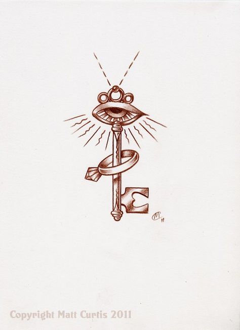 Key with Eye and Diamond ring tattoo design/drawing by  Mr Curtis at tribalbodyart.co.uk Diamond Ring Tattoo, Key Drawings, Ring Tattoo Designs, Night Tattoo, Ring Tattoo, Universe Tattoo, Key Tattoo, Ring Tattoos, Eye Tattoo