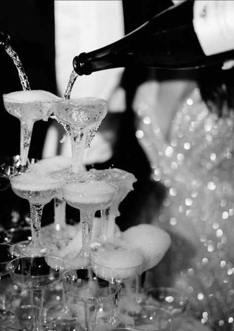 Elegant Black And White Aesthetic, Black And White Glam Aesthetic, Ronan Astor, Luxury Champagne, Glam Aesthetic, House Of Balloons, Champagne Tower, Skeleton Watches, Disco Era