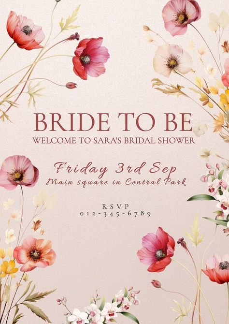 Bridal Shower Template, Bridal Shower Vintage, Shower Vintage, Bride Shower, Leaves Watercolor, Invitation Mockup, Awesome Designs, Template Ideas, Best Templates