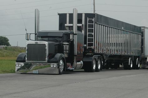 One My Favorite's Peterbilt Dump Trucks, Custom Peterbilt, Custom Big Rig, Peterbilt 359, Luxury Motorhomes, American Trucks, Black Truck, Custom Big Rigs, Peterbilt 379