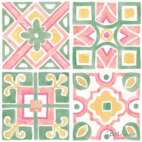 Beth Grove Pattern Design Inspiration, Geometric Pattern Art, Textile Prints Design, Textile Pattern Design, Painting Tile, Tile Art, Pottery Painting, Art Plastique, Tile Patterns