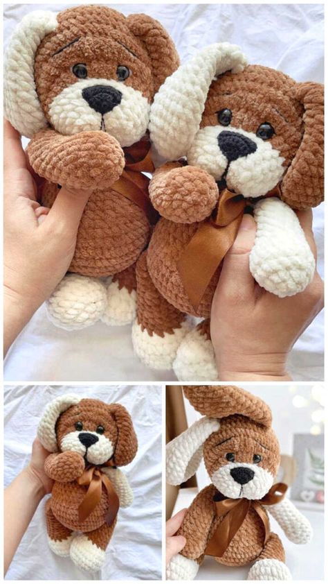 Crocheted Teddy Bear, Crochet Cats, Crochet Toys Free Patterns, Crochet Dog Patterns, Crochet Toys Free, Dog Crochet, Dog Patterns, Crochet Teddy Bear Pattern, Teddy Dog