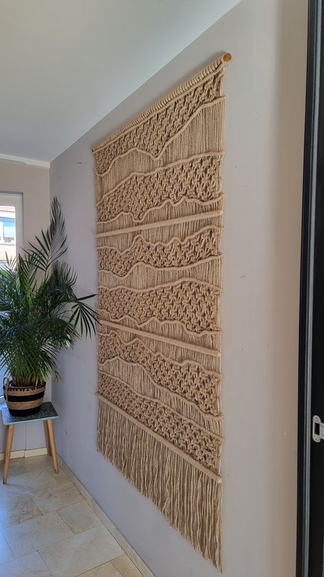 Sand Color Wall, Jute Wall Art, Macrame Interior, Jute Wall Hanging, Tapestry Macrame, Jute Macrame, Macrame Wall Hanging Large, Macrame Tapestry, Handmade Tapestries