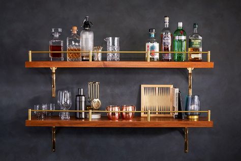 How To Build Bar Shelves Built In Bar Shelving, Wall Bar Shelves, Floating Bar Shelves Ideas, Wood Bar Shelves, Bar Wall Shelves, Diy Bar Shelf Ideas, Diy Bar Shelves, Bar Shelves Ideas, Build Bar