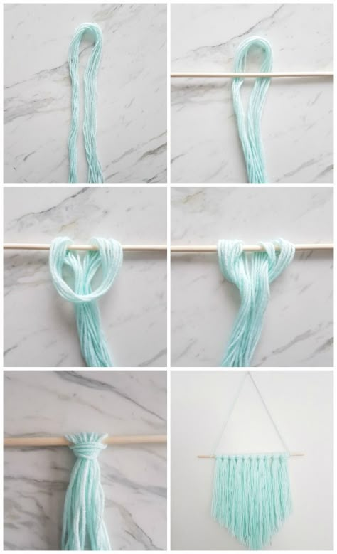 DIY Wall Hanging | Make this amazing yarn wall han… Easy Diy Wall Hanging, Diy Wall Hanging Yarn, Teenage Room Decor, Kraf Kertas, Dekor Diy, Yarn Wall Hanging, Diy Simple, Wall Hanging Diy, Yarn Diy