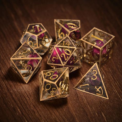 D&d Rogue Aesthetic, Cute Dnd Dice, D&d Dice, Dnd Gift Ideas, Resin Dnd Dice, Cool Dnd Dice, Congo Brazzaville, Dnd Dice Set, Rose Motif