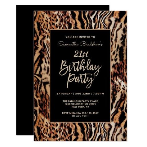 Animal Print Birthday Party, Bday Decor, 30th Birthday Party Invitations, 40th Birthday Party Invites, Animal Print Party, 21st Birthday Party, 21st Birthday Invitations, 30th Birthday Party, 40th Birthday Party