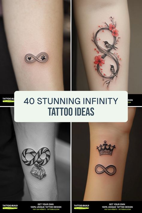 Are you ready to find your perfect infinity tattoo design? These 40 eye-catching and diverse infinity tattoo ideas capture the beauty and depth of love, eternity, and connection. Explore an array of creative styles—from minimalist to intricate details that represent your personal journey. You’ll discover inspiring designs that make a lasting impact and speak to your unique story Mens Infinity Tattoo, Best Friend Tattoos Infinity Sign, Forearm Infinity Tattoo Women, Secret Love Affair Tattoo Ideas, Infinity With Flowers Tattoo, Couples Unique Tattoos, Cover Up Infinity Tattoo, Forever Infinity Tattoo, Birthday Date Tattoos