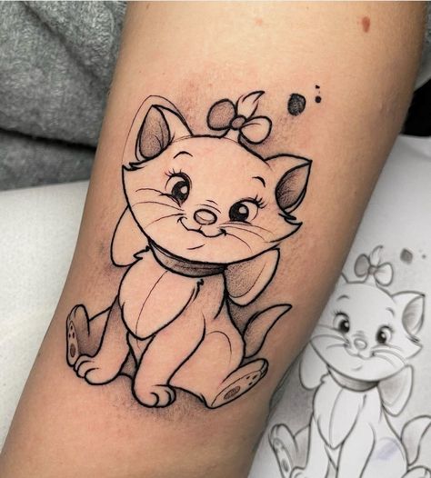 Marie The Cat Tattoo, Marie From Aristocats Tattoo, Marie Disney Tattoo, Marie Cat Tattoo, Disney Cat Tattoo, Marie Tattoo Aristocats, Marie Aristocats Tattoo, Aristocats Tattoo, Marie Tattoo