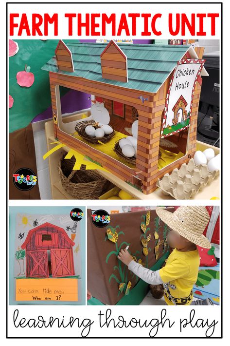 Get ready for a hayride of farm fun! This post has tons of ideas for integrating a farm unit across all content areas and creating a little farm corner in your classroom for structured play. #tejedastots #farmunitactivities Farm Centers Kindergarten, Farm Animals Kindergarten Activities, Play Provocations, Ideas For Kids Activities, Animal Walks, Structured Play, Farm Math, Farm Activities Preschool, Preschool Farm