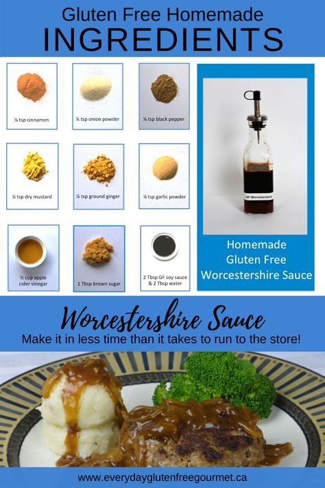 A picture of all the ingredients to make homemade Worcestershire sauce How To Make Worcestershire Sauce, How To Make Soy Sauce, Msg Recipes, Homemade Worcestershire Sauce, Worcestershire Sauce Substitute, Gluten Free Worcestershire Sauce, Worcestershire Sauce Recipes, Malt Vinegar, Gluten Free Sauces