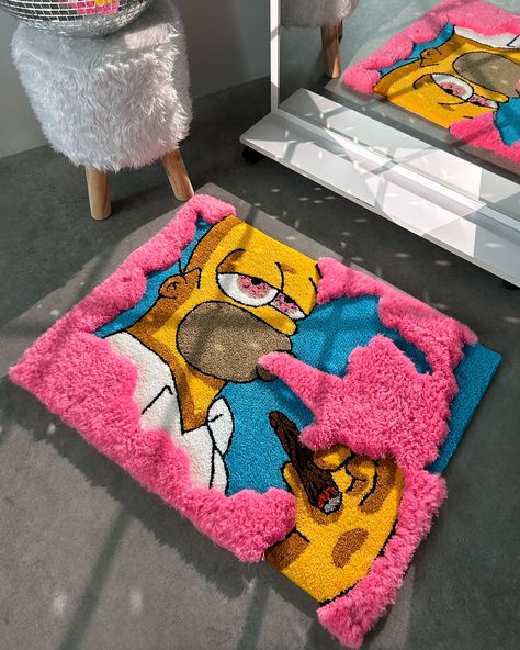 High donut 🍩💨Homer 3D rug DM to order ✨💕 Shipping worldwide 📦 . . . . #simpson #rugsarchive #homersimpson #rugdesign #homermemes #tuftinggun #tufting #rugdesigner #rugdesigns #carpetdesign #tuftdesign #simpsonsmemes #rugdesign #homeremedies #carpetcleaning #hypebeasts #luffyonepiece #rugs #simpsons #rug #carpet #anime #weave #homersimpson #fiberart #rugmaking #homer Custom Rugs Diy, Tafting Rugs, Ashtray Ideas, Tufting Art, Cartoon Rug, Tuft Rug, Tufting Diy, Homemade Rugs, Rug Fluffy