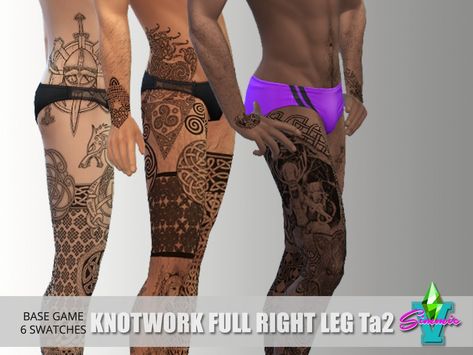 The Sims Resource - Knotwork Full Right Leg Tattoo Sims 4 Leg Tattoo, Sims 4 Male Tattoos, Free Spirit Tattoo, Sims 4 Male Clothes, Sims 4 Tattoos, Sims 4 Male, Minimalist Inspiration, Full Body Tattoo, Male Clothes