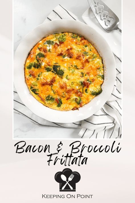 Bacon and Broccoli Frittata Canadian Bacon Recipes, Bacon And Broccoli, Fritata Recipe, Bacon Spinach Quiche, Broccoli Frittata, Fritatta Recipe, Bacon Frittata, Keeping On Point, Easy Bacon