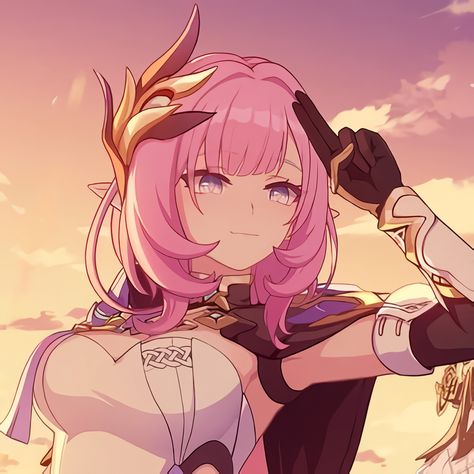 Elysia Icon, Pink Hair Anime, Vocaloid Characters, Honkai Impact 3rd, Hair Icon, Anime Monochrome, Honkai Impact, Fantasy Rpg, Oui Oui