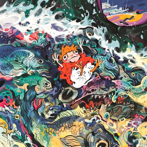 Julia Tveritina | a sudden commission that turned a fast sketch from a post about #ponyo three posts down (and I'm still not sure I should have done it😶)… | Instagram Fast Sketch, Ghibli Artwork, Studio Ghibli Movies, Studio Ghibli Art, Room Deco, Ghibli Art, Ghibli Movies, Wow Art, Hayao Miyazaki