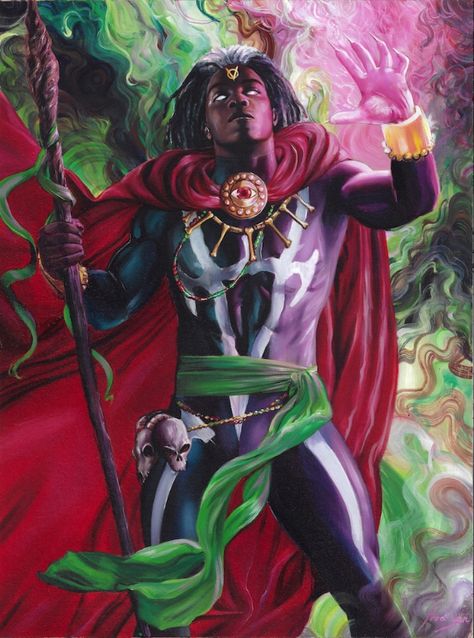 MARVEL UNBOUND BASE CARD #62 ORIGINAL ART : BROTHER VOODOO Comic Art Brother Voodoo, Voodoo Art, Male Witch, Marvel Cards, Black Comics, Marvel Comics Wallpaper, Comic Relief, Black Artwork, Marvel Comics Art