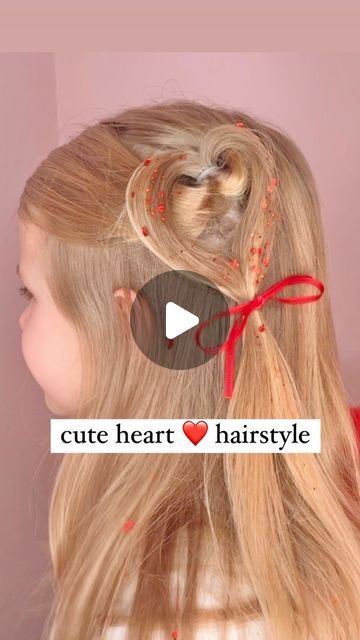 Love Is In The Hair Valentine, Hairstyle For Valentines Day, Valentine�’s Day Hairstyle, Heart Hairstyle For Kids Easy, Simple Hairstyles For Kids, Heart Hairstyle, Easy Hairstyles For Kids, Half Updo, Heart Hair