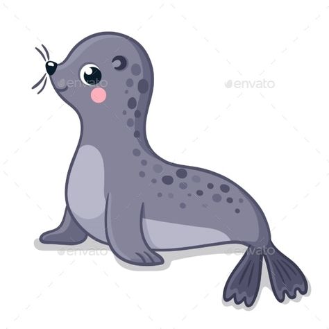 Baby Seal Drawing, Drawing Easy Cute, Seal Drawing, Cute Baby Seal, Cow Cartoon Images, Cartoon Seal, Seal Cartoon, Cartoon Sea Animals, Cute Seals