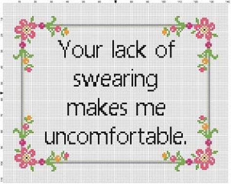 Your Lack of Swearing Makes me Uncomfortable Funny Modern | Etsy Sashiko Stitches, Feminist Cross Stitch, Funny Embroidery, Funky Shirts, Cross Stitch Quotes, Subversive Cross Stitch, Beads Designs, Baby Embroidery, Stitch Ideas