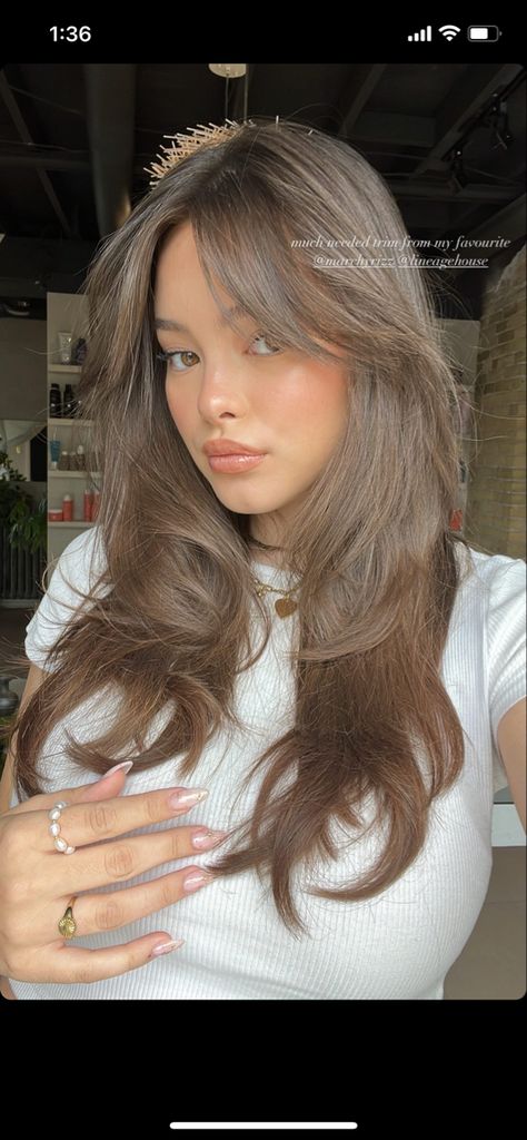 Amber Brunette Hair, Best Asian Hair Color, Full Color Hair Ideas Brown, Brown Hair With Highlights Fair Skin, Ashy Caramel Hair, Caramel Brown Hair Asian, Cool Brown Asian Hair, Dark Blonde Asian Hair, Fawn Brown Hair Color