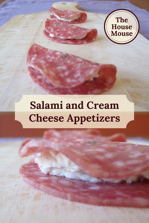 Salami And Cream Cheese Appetizers, Salami And Cream Cheese, Salami Bites, Salami Cream Cheese Appetizer, Salami Cream Cheese, Salami Appetizer, Pesto Appetizers, Salami Recipes, Charcuterie Appetizers