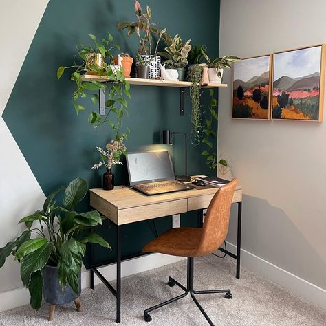 Vintage Oak Desk, Wood Writing, Office Aesthetic, Writing Desk With Drawers, Cozy Home Office, Wood Writing Desk, Small Home Offices, Home Office Setup, Home Office Space