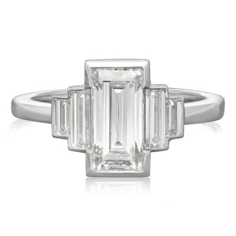 Emerald Cut Diamond Ring Set, Emerald Cut Engagement Ring, Emerald Cut Diamond Ring, Metal Forming, Diamond Ring Set, Emerald Cut Engagement, Baguette Diamonds, Diamond Ring Settings, Baguette Cut Diamond