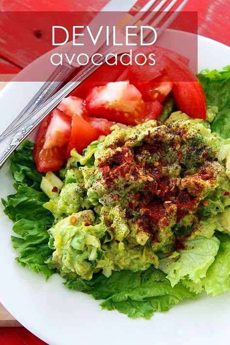 Deviled Avocados Vegan Plant-Based Raw Food Recipe | Planted365 Raw Meal, Raw Eating, Shabbat Recipes, Food Avocado, Raw Vegan Diet, Avocado Vegan, Vegan Hummus, Raw Foods, Cake Vegan