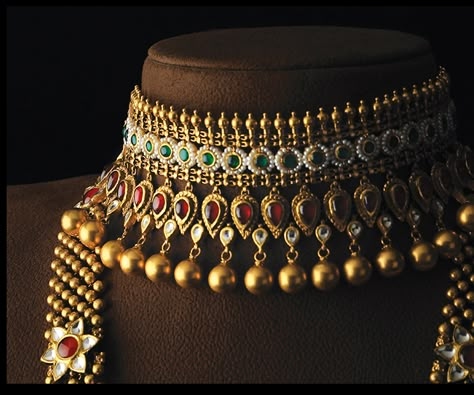 Shilpa lifestyle - Rajputana Gold Necklace Rajputi, Gold Antique Choker, Rajasthan Jewellery, Antique Choker, Rajputi Jewellery, Inexpensive Jewelry, Gold Bridal Necklace, Antique Necklaces Design, Choker Necklace Designs