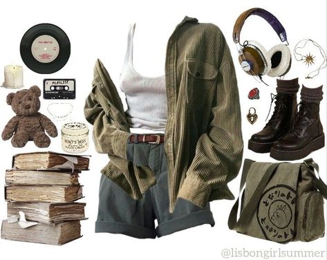 Summer Outfit Boards Aesthetic, Planet Inspired Outfits, Summer Outfits Aesthetic Grunge, 1996 Outfits, Forest Academia Outfit, Summer Grunge Outfits 90s Style, Grunge Outfits Summer, Summer Grunge Outfits, Grunge Summer Outfits