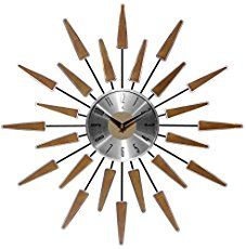 Sunburst Clock, Mid Century Wall Clock, Modern Clock, Mid Century Modern Walls, Vintage Wall Clock, Mid Century Wall, Plywood Furniture, Mid Century Modern Decor, Round Wall Clocks