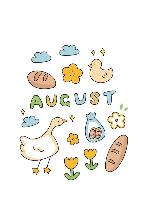 August Doodles, August Stickers, Bullet Journal Japan, Bullet Journal August, Bullet Journal Notes, Diy Journal Books, Cute Journals, Bullet Journal Design Ideas, Bullet Journal School