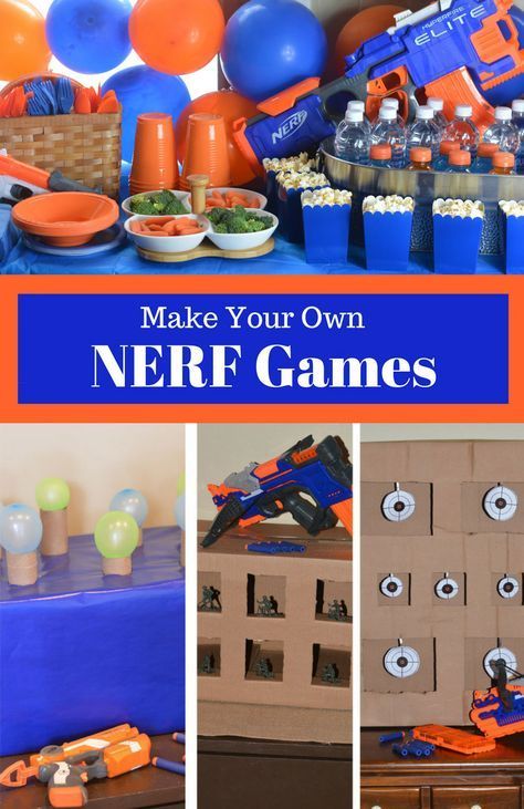 You'll be on target for hosting the ultimate Nerf birthday party with these fun ideas for making your own Nerf games. #nerf #nerfgames #birthdayparty #birthday #party #games #cardboard #birthdayideas Boys Birthday Party Games, Backyard Party Games, Nerf Games, Nerf Birthday Party, Nerf Party, Boy Birthday Party Themes, Games Ideas, 10th Birthday Parties, Birthday Party Games