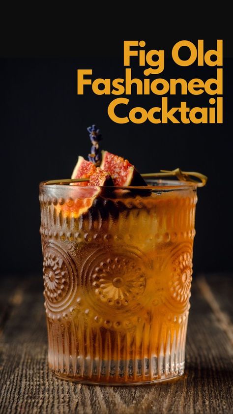 Embrace the art of mixology with our Fig Old Fashioned Cocktail! 🍸 Elevate your evening with the rich flavors of bourbon, muddled figs, bitters, and a hint of maple syrup. Cheers to refined taste! 🌿 #FigOldFashioned Fig Bourbon Cocktail, Fig Old Fashioned, Fig Old Fashioned Cocktail, Fig Syrup Recipes, Flavored Old Fashioned Cocktail, Old Fashioned Recipes Cocktail, Fall Whiskey Cocktails, Fig Cocktail, Booze Board