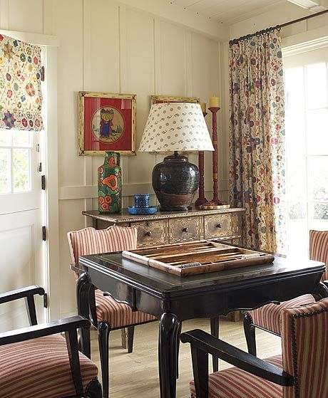 kathryn ireland interiors/images | MONACO Interiors: Fabulous Fabric Fridays...Kathryn Ireland... Farmhouse Flip, Kathryn Ireland, New England Style, Fabulous Fabrics, Love Photos, Table Games, Monday Morning, Little House, Apartment Living