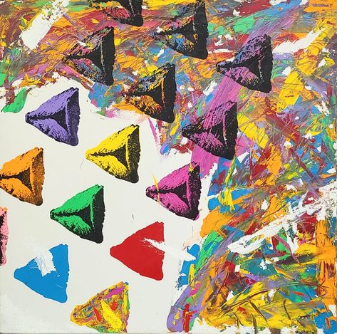 Happy Rosh Chodesh Adar 1 🤡 This awesome pop art is by Yitzchok Moully and measures 48 × 48 in. Add some joy, color and 'Jewishness' to your home and be the lucky owner of this fun painting :) https://www.rishonartgallery.com/item/abstract-purim/ Jewish Art Projects, Rosh Chodesh, High School Project, Oil Canvas, Jewish Art, Art Colorful, Purim, Canvas Size, Art Projects