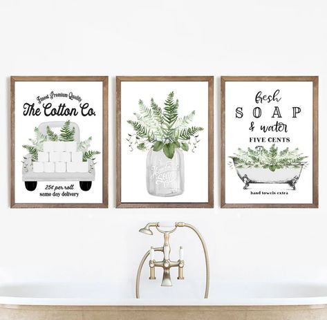 Greenery Bathroom, Lavender Bathroom, Bathroom Wall Hanging, Shop Bathroom, Custom Bathroom, Paper Light, Bathroom Prints, Farmhouse Bathroom Decor, Canvas Signs