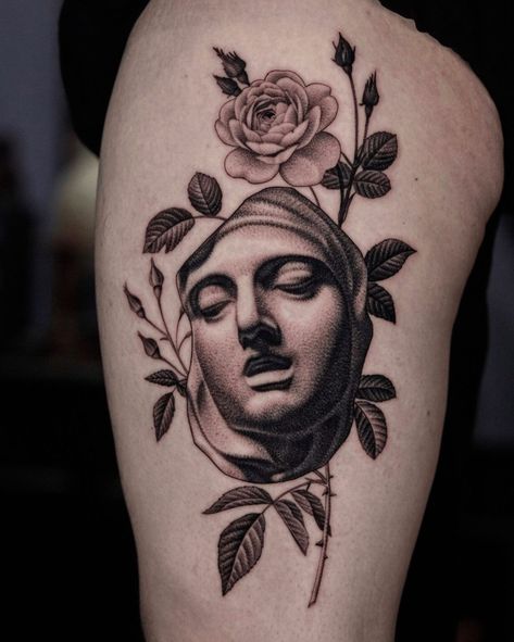 Statue Tattoos, Virgin Mary Tattoos, Mary Tattoos, Mother Mary Tattoos, Virgin Mary Tattoo, Mary Tattoo, Christ Tattoo, Statue Tattoo, Japan Tattoo Design