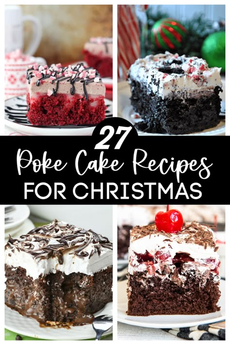 Cake Recipes For Christmas, Christmas Poke Cake, Holiday Cakes Christmas, Christmas Desserts Cakes, Easy Christmas Cake Recipe, Easy Dessert Recipes Christmas, Recipes For Christmas, Holiday Desserts Christmas, Christmas Cakes Easy