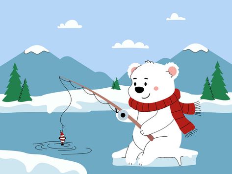 Free Cute Polar Bear Ice Fishing Illustration by Duckleap on Dribbble Fishing Illustration, Cute Polar Bear, Fish Illustration, Ice Fishing, Best Fishing, Polar Bear, Animal Drawings, Creative Professional, Illustration Design