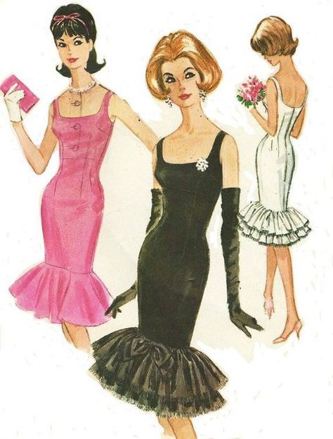 Wiggle Dress Pattern, Cocktail Dress Patterns, Mccalls Patterns Dress, Bathing Suit Patterns, Evening Cocktail Dress, Patron Vintage, Bardot Style, Fashion 1960s, 1960s Dress