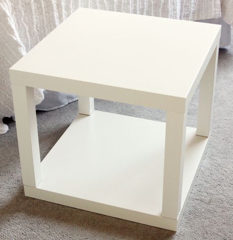 IHeart Organizing: A Happy Accident Side Table Lack Side Table Hack, Cheap Side Tables, Night Stands Ideas, Lack Side Table, Craft Table Ikea, Living Room Decor Ikea, Ikea Lack Side Table, Apartment Decorating Hacks, Ikea Side Table