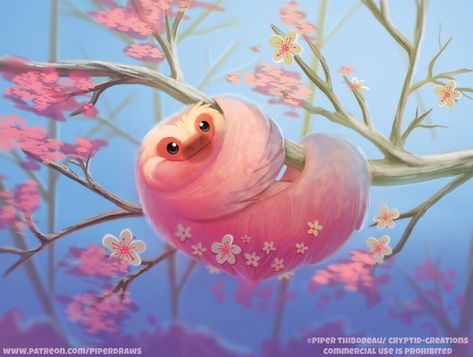 Cryptid Creations, Piper Thibodeau, Sloth Art, Drawing Now, Cute Food Drawings, Cute Fantasy Creatures, Cute Animal Drawings Kawaii, Daily Painting, Dragon Drawing