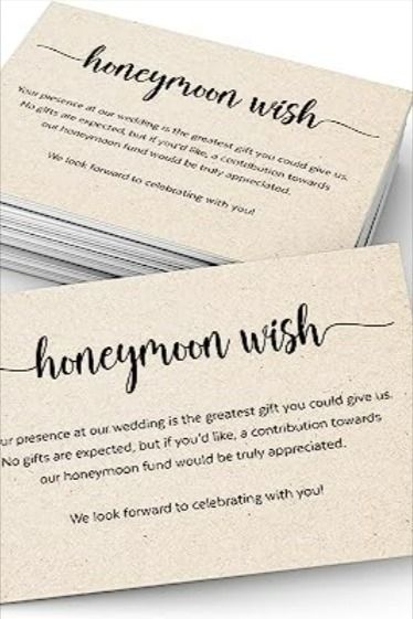 No Gifts Please, Honeymoon Wish, Honeymoon Fund, Wishing Well, Wedding Plans, Enclosure Cards, Card Set, Made In The Usa, Wedding Invitation