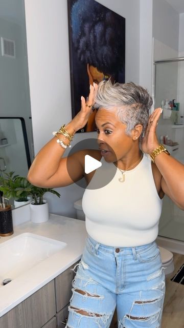 Black Women Salt And Pepper Hair, Gray Short Hairstyles, Salt N Pepper Hair Women, Gray Natural Hair Styles Black Women, Grey Natural Hair Black Women, Short Salt And Pepper Hair, Gray Hair Black Women, Gray Color Hair, Enhancing Gray Hair